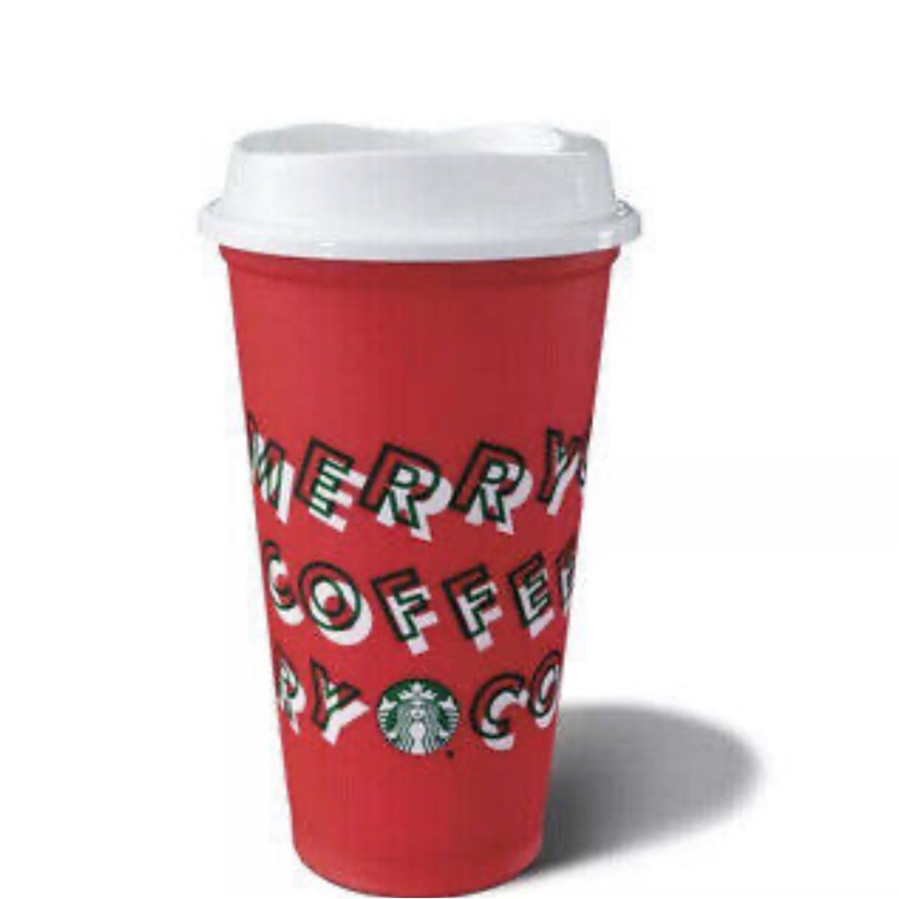 Starbucks Red Reusable Cup MERRY COFFEE Holidays Exclusive Limited Ed Xmas NEW